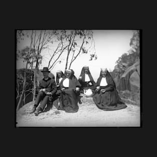 Time for Tea: 5 nuns and a clergyman with teacups and a teapot, Mt Buffalo, Victoria, Australia - original photo cleaned and restored T-Shirt