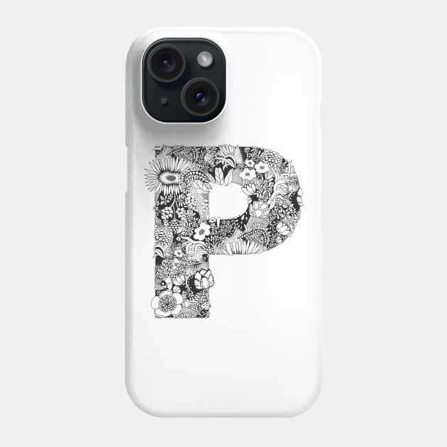 Floral Letter P Phone Case by HayleyLaurenDesign