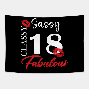 Sassy classy fabulous 18, 18th birth day shirt ideas,18th birthday, 18th birthday shirt ideas for her, 18th birthday shirts Tapestry