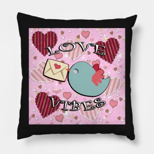 Valentines & Love Gifts: Birdies, Heart Design Pink Gold & Red Hearts Love Cute Vintage Valentine Card Graphic Design Gifts Pillow