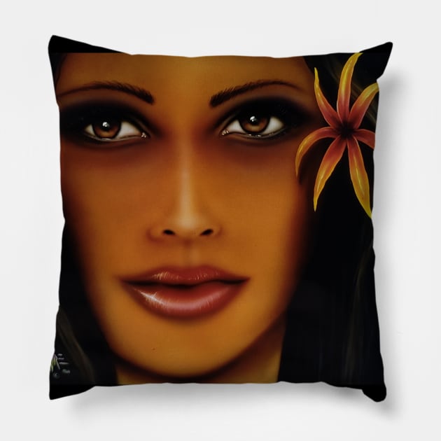 Hawaiian hula dancer Pillow by Coreoceanart