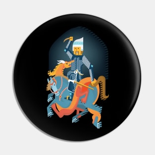 A Prince On Horseback Attacked By A Dragon Pin