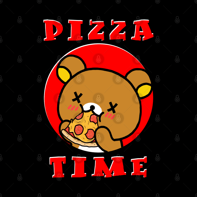 Relaxed Bear Pizza Time by lilmousepunk