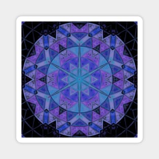 Mosaic Mandala Flower Blue and Purple Magnet