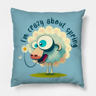 I'm Crazy About Spring Sheep Pillow