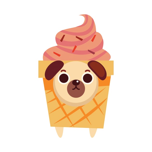 Pug Dog and Ice Cream Cone by edwardecho