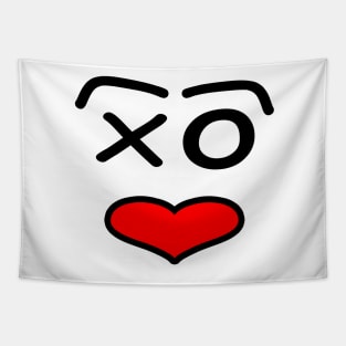 Funny love face -  black and red. Tapestry