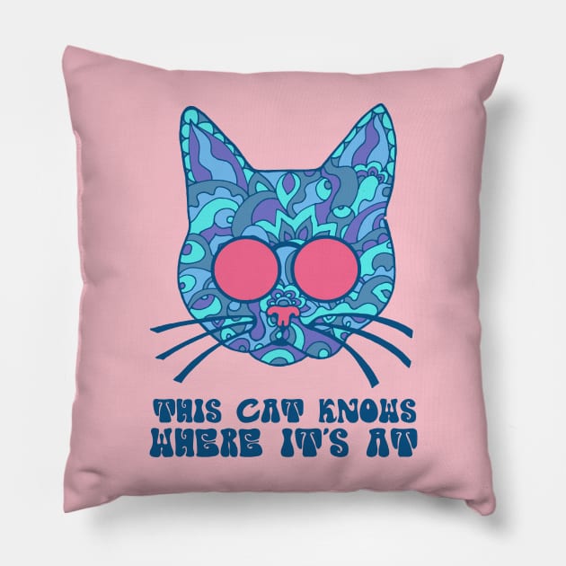 Funky Cat Pillow by TimeTravellers