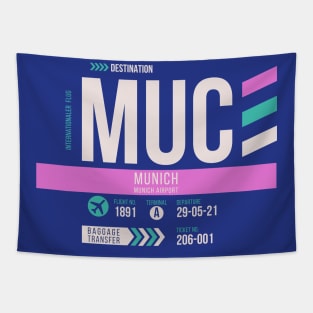 Munich (MUC) Airport Code Baggage Tag Tapestry