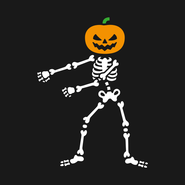 Pumpkin Head Skeleton FLOSS Dance Halloween by LaundryFactory