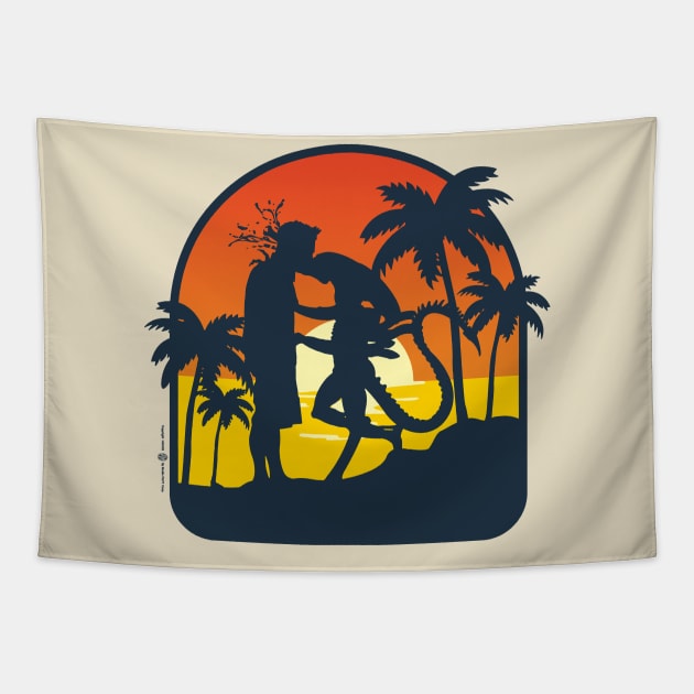 Alien Sunset Kiss Tapestry by StudioPM71