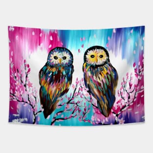 Pink, Purple and Owls Tapestry
