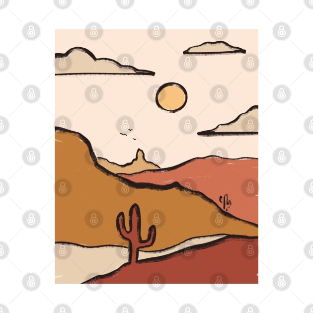 Desert Canyon Warm Colors Mountains Minimal by Trippycollage