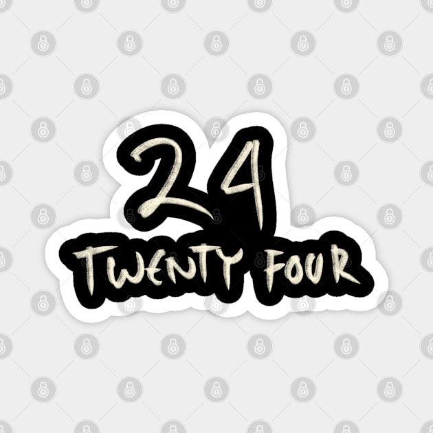 Hand Drawn Letter Number 24 Twenty Four Magnet by Saestu Mbathi