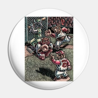 Bulls and Bears Play Baseball Pin