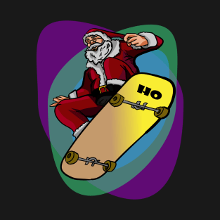 Santa on Skateboard Funny Santa colorful T-Shirt