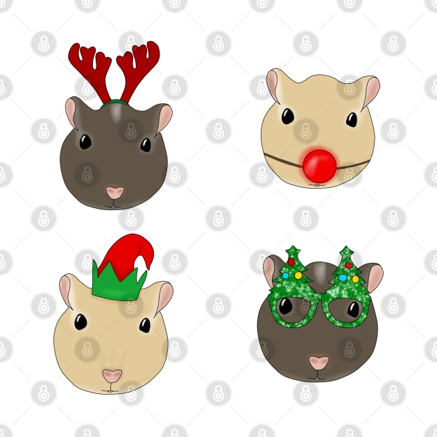 Christmas Gerbil heads by Becky-Marie