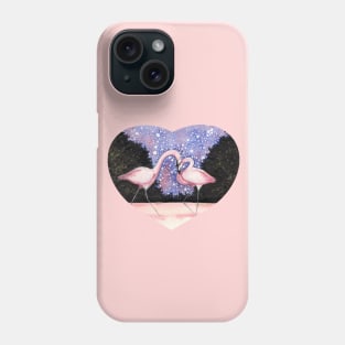 Flamingos in Love Heart Phone Case