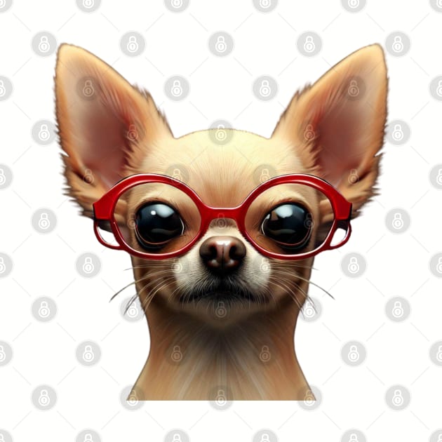 Cutest Chihuahua with Red Glasses by ThePawPrintShoppe