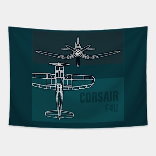 F4U Corsair: Iconic Warbird in blueprint Tapestry