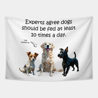 Experts agree dogs should be fed at least 10 times a day - funny watercolour dog design Tapestry