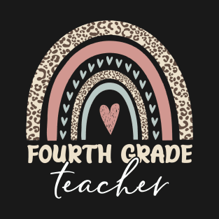 Fourth Grade Teacher Leopard Pattern T-Shirt