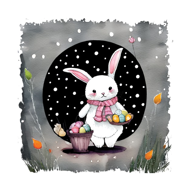 Easter Day Cute Bunny with eggs by WalldeMar