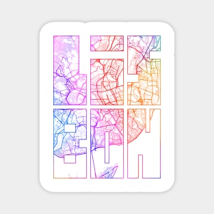 Lisbon, Portugal City Map Typography - Colorful Magnet