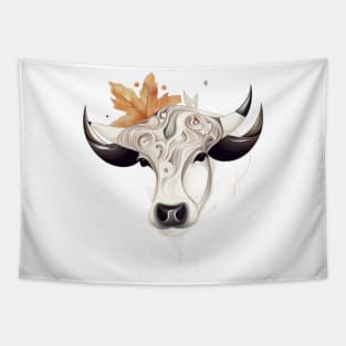 leaves and cow Tapestry