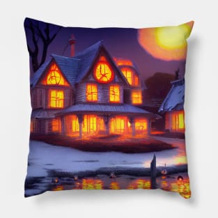 Halloween Horror House in the Snow Pillow