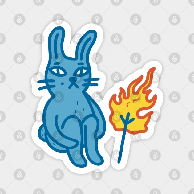 Rabbit blue Magnet by Douwannart