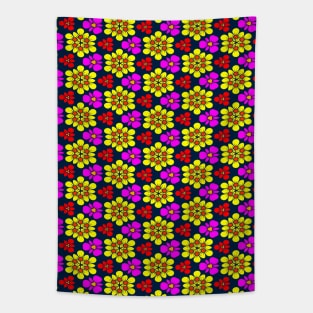 Yellow and Pink Flower Pattern Tapestry