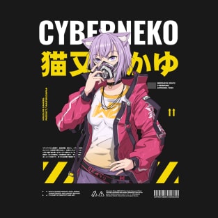 Hololive Japan Nekomata Okayu - Cyber Neko T-Shirt