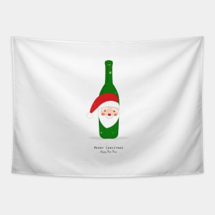 Santa claus and green bottle with christmas lights bulbs Tapestry