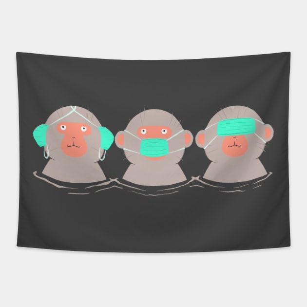 Three wise Monkeys - Keeping it Safe Tapestry by IlanB