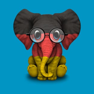 Baby Elephant with Glasses and German Flag T-Shirt