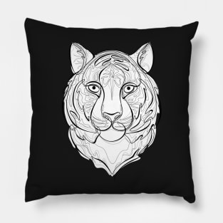 Continuous Line Tiger Portrait. 2022 New Year Symbol by Chinese Horoscope Pillow