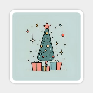Christmas Tree Minimalistic Drawing Magnet