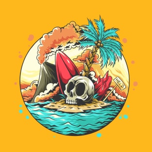 Skull head on the beach T-Shirt