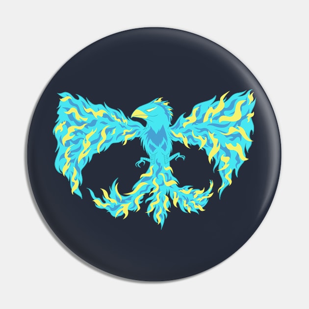 Blue Flame Phoenix Pin by RooqieArt