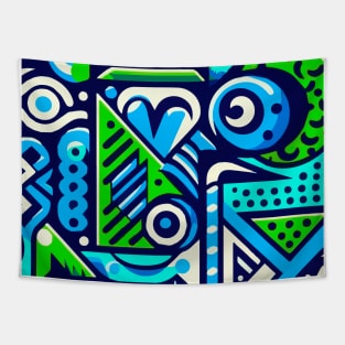 Abstract Colorful 90s Pattern Tapestry