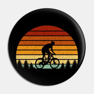 Vintage Sunset Mountain Biking Gift For Mountain Bikers Pin