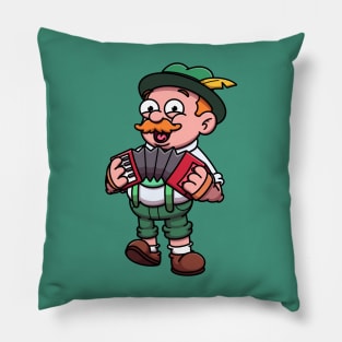 Bavarian Man In Traditional Clothes Playing Accordion Pillow