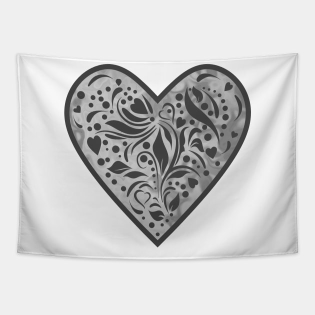 HAPPY Valentines Day Black Heart Shape Tapestry by SartorisArt1