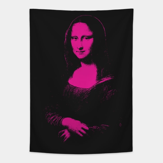 Pink Purple Mono Color Mona Lisa Tapestry by pelagio