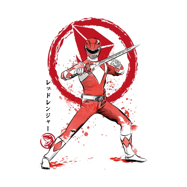 Red Ranger sumi e by DrMonekers