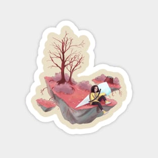 Beautiful art of cute girl in a floating land Magnet