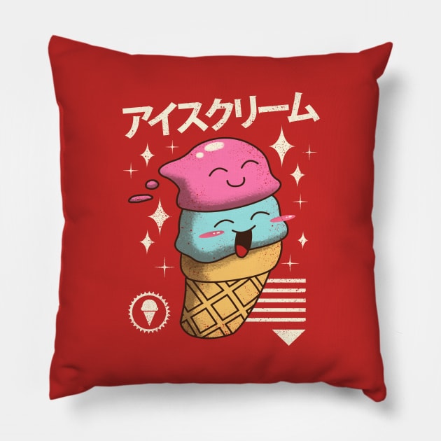 Kawaii Ice Cream Pillow by Vincent Trinidad Art