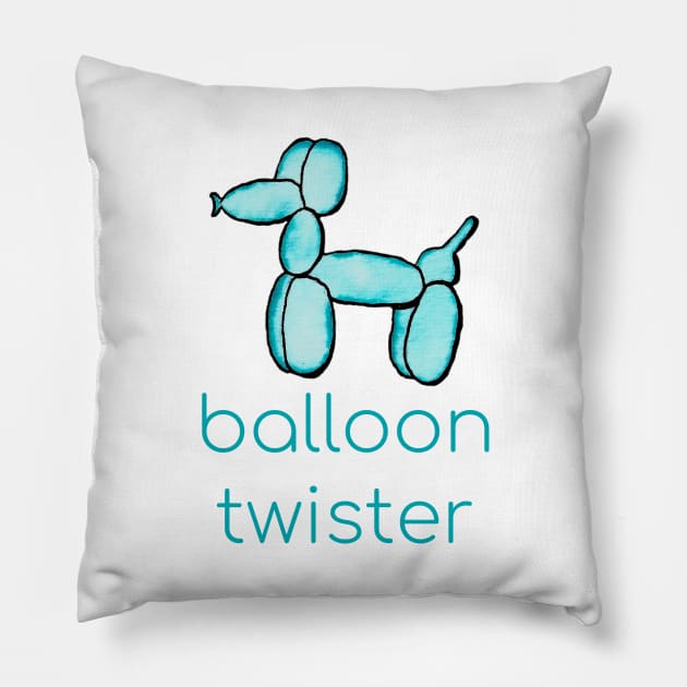 Watercolor Balloon Twister (Teal) Pillow by KelseyLovelle