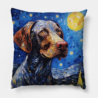 German Shorthaired Pointer in Starry Night style Pillow